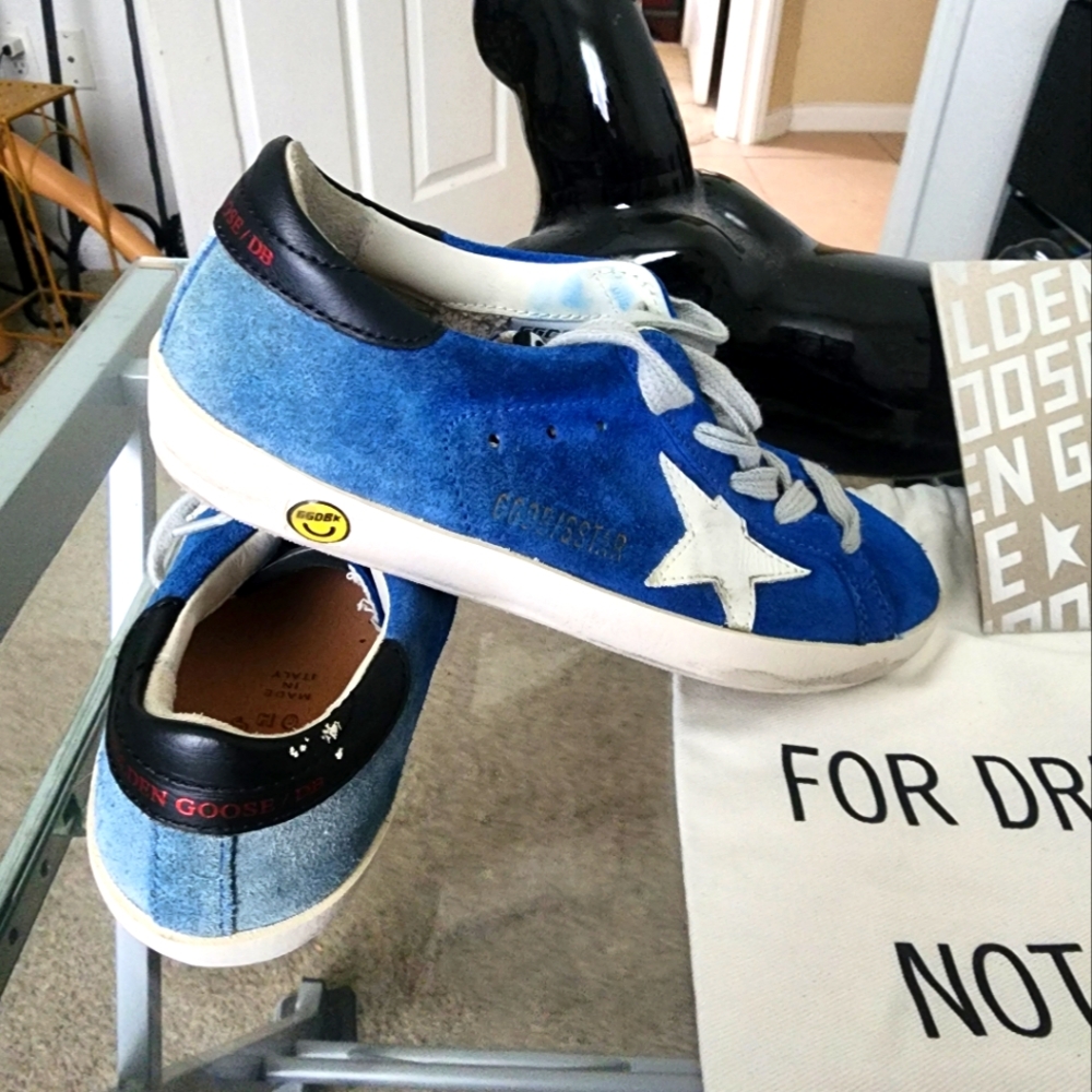 Authentic Golden Goose Blue and White Sneakers With Dust Bag